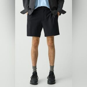 $185 Theory Curtis Slim Tailored Fit Internal Drawstring Black Shorts Size 34